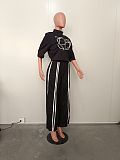 Leisure Top Wide Leg Split Pants Casual Set OD-8639