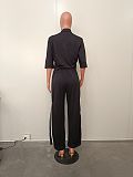 Leisure Top Wide Leg Split Pants Casual Set OD-8639