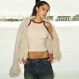 Street Style Women Long Sleeves Tassel Sweater Coat MXXB-Q23TP379