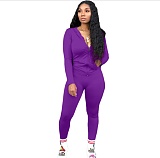 Solid Color Zipper Hoodies With Skinny Pants Two Pieces Outfits XMY-9179