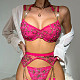 Sexy Women's Lace Embroidery Gathering Seductive Bra Lingerie Set YQ-W623