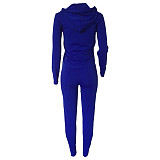 Solid Color Zipper Hoodies With Skinny Pants Two Pieces Outfits XMY-9179