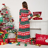 2023 XMAS V-neck Long Knitted Waistband Maxi Dress RS-477