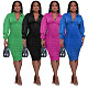 Fashion Women's Lapel Long Sleeve Slim Midi Dress YF-10676