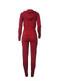 Solid Color Zipper Hoodies With Skinny Pants Two Pieces Outfits XMY-9179