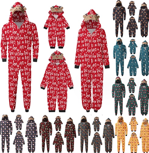 Christmas Hooded Printed Home clothing Pajamas Jumpsuit RS-018