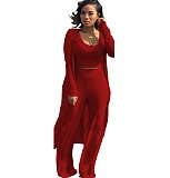 Women Solid Color Nightclub Skinny 3 Pieces Sets YF-9294