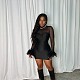 Long Sleeved Mesh Feather Wrapped Buttocks Slim Fit Dress RS-A321DS