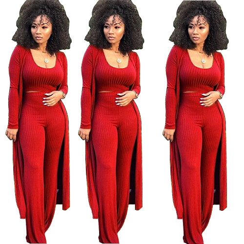 Women Solid Color Nightclub Skinny 3 Pieces Sets YF-9294