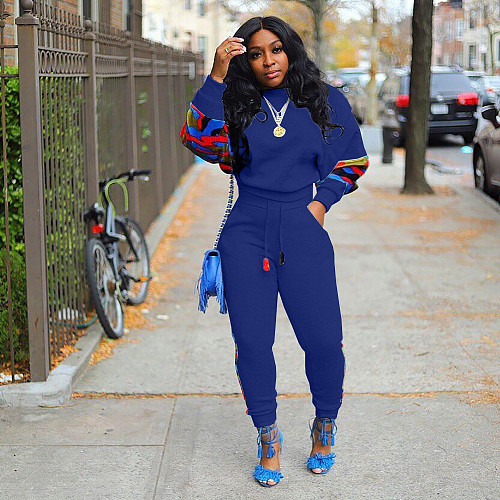 Casual Print Mosaic Long Sleeve Sweatpants Two-piece Set ORY-5144