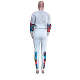 Casual Print Mosaic Long Sleeve Sweatpants Two-piece Set ORY-5144