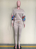Casual Print Mosaic Long Sleeve Sweatpants Two-piece Set ORY-5144