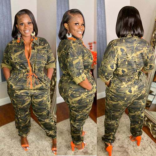 2023 Fashion Zipper Cardigan Waistband Jumpsuit YIM-204