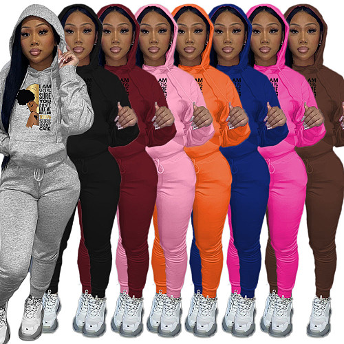 Plus Size 5XL Sets Women Prints Full Sleeves Hoodies And Sport Pants DN-N8999i31