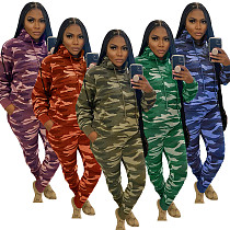 Camouflage Print Hoodie Sweatshirt Pants Set YIM-222