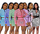 Threaded Stitching Long Sleeve Jacket Covering Hip Skirt Suit LM-8177