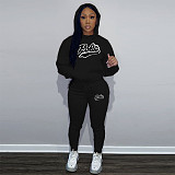 Autumn Winter Casual Women Print Hooded And Pants Large Size Suits DN-N8999P30