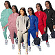 Solid Long Sleeve Drawstring Tops and Pants Sweatsuit YIM-213