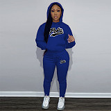 Autumn Winter Casual Women Print Hooded And Pants Large Size Suits DN-N8999P30