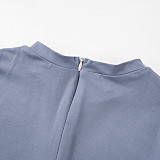 Women Solid Color Round Neck Long Sleeve Slim One-piece Jumpsuit MXXB-D23JP370