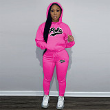 Autumn Winter Casual Women Print Hooded And Pants Large Size Suits DN-N8999P30