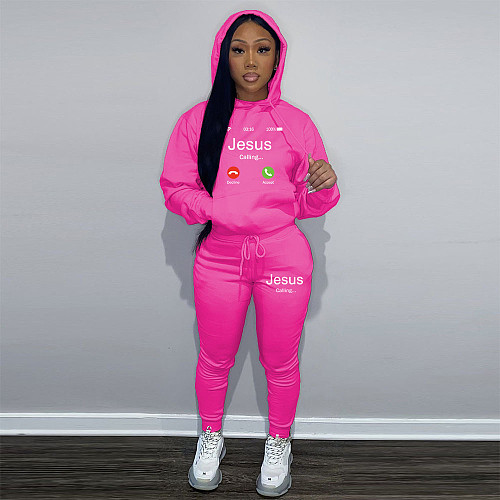 Casual Plus Size 5XL Suits Girls Printed Long Sleeves Hoodies And Bodycon Pants DN-N8999J23