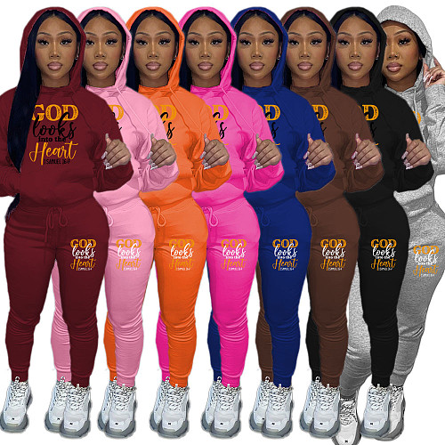 Leisure Girls Printed Hoodies And Sport Pants Plus Size Suits DN-N8999G31