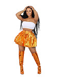 Shiny Skirts High Waisted Metallic A Line Pleated Skater Skirt HXZY-0294