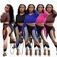 Long Sleeve Crop Top and Color Patchwork Pant Sets YB-6119