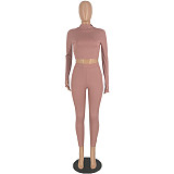 Crew Neck Long Sleeve Top & Skinny Pants Outfits YH-5182