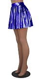 Shiny Skirts High Waisted Metallic A Line Pleated Skater Skirt HXZY-0294