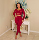 Bandage Criss Cross Crop Top Two Piece Set YB-6115