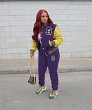 Women Letter Baseball Jacket and Pant Two-Piece Set YH-5244