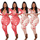 New Year Christmas Pattern Printed Homewear Jumpsuit SHD-9468