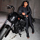 Girls Tight Long-sleeved Top Zipper Button Pants Black Casual Suits MXXB-K23ST251
