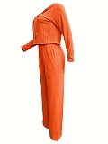 Women Orange Zipper Hoodies And Long Pants Casual Sets ORY-5256