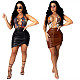 Women Solid Color Ruffled Slim PU Leather Mini Skirt LSL-6397