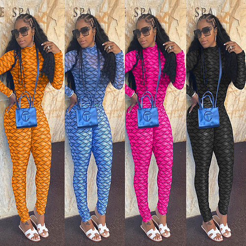 Sheer Mesh Long Sleeve Bodysuit Top + Bodycon Night Club Party Set Outfits MAE-2116