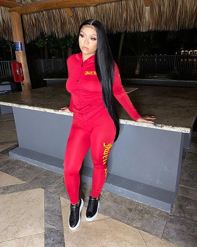 Long Sleeve Hooded Sportwear Zipper Coat Pants Two Pieces Set LSL-6399