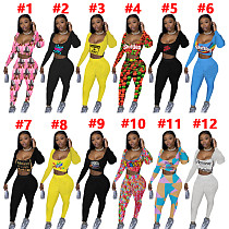 Low-Cut Long Sleeve Crop Top Gymwear Sport Suit SHD-9445