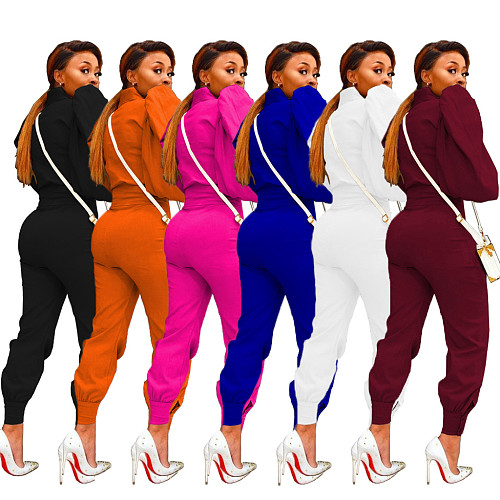 Mock Neck Zipper Long Sleeves Casual Club Outfits 2pc Women MAE-2120