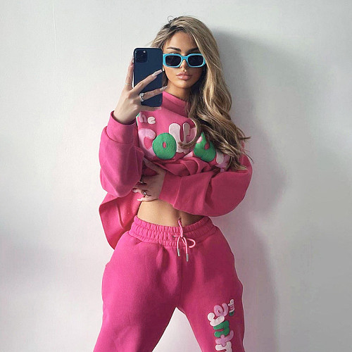 Autumn and Winter Leisure Sports Knitted Letter Printed Outfits RS-79887