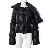 Women Thick Button Neck Jacket Zipper Warm Cotton-padded Coat RS-Y21TP452