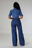 Girls Midlle Waist Pockets Wide-leg Denim Pants LX-6016