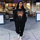 Autumn Winter Black Hoodies Set Women's Loose Fit HGL-9005034