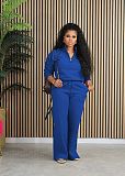 Women's Casual Solid Hoodies Zipper Neck Pants Sets AIL-258