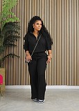 Women's Casual Solid Hoodies Zipper Neck Pants Sets AIL-258