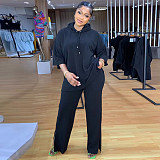 Half Sleeve Hooded Drawstring Top + Long Pants Sportsuit Matching Set RS-92026