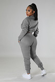 Zip Crop Tops Jackets and Drawstring Pants Sweatsuit RS-31719