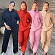 Half Sleeve Hooded Drawstring Top + Long Pants Sportsuit Matching Set RS-92026